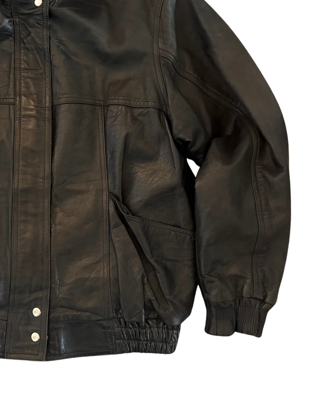 Vintage Leather Bomber: Funnel Neck