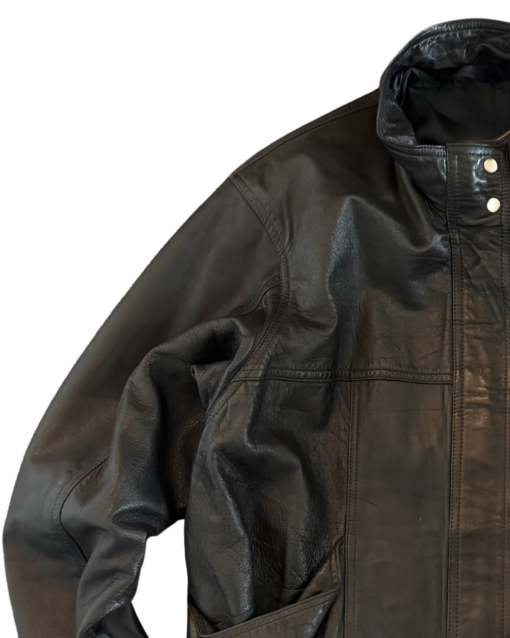 Vintage Leather Bomber: Funnel Neck