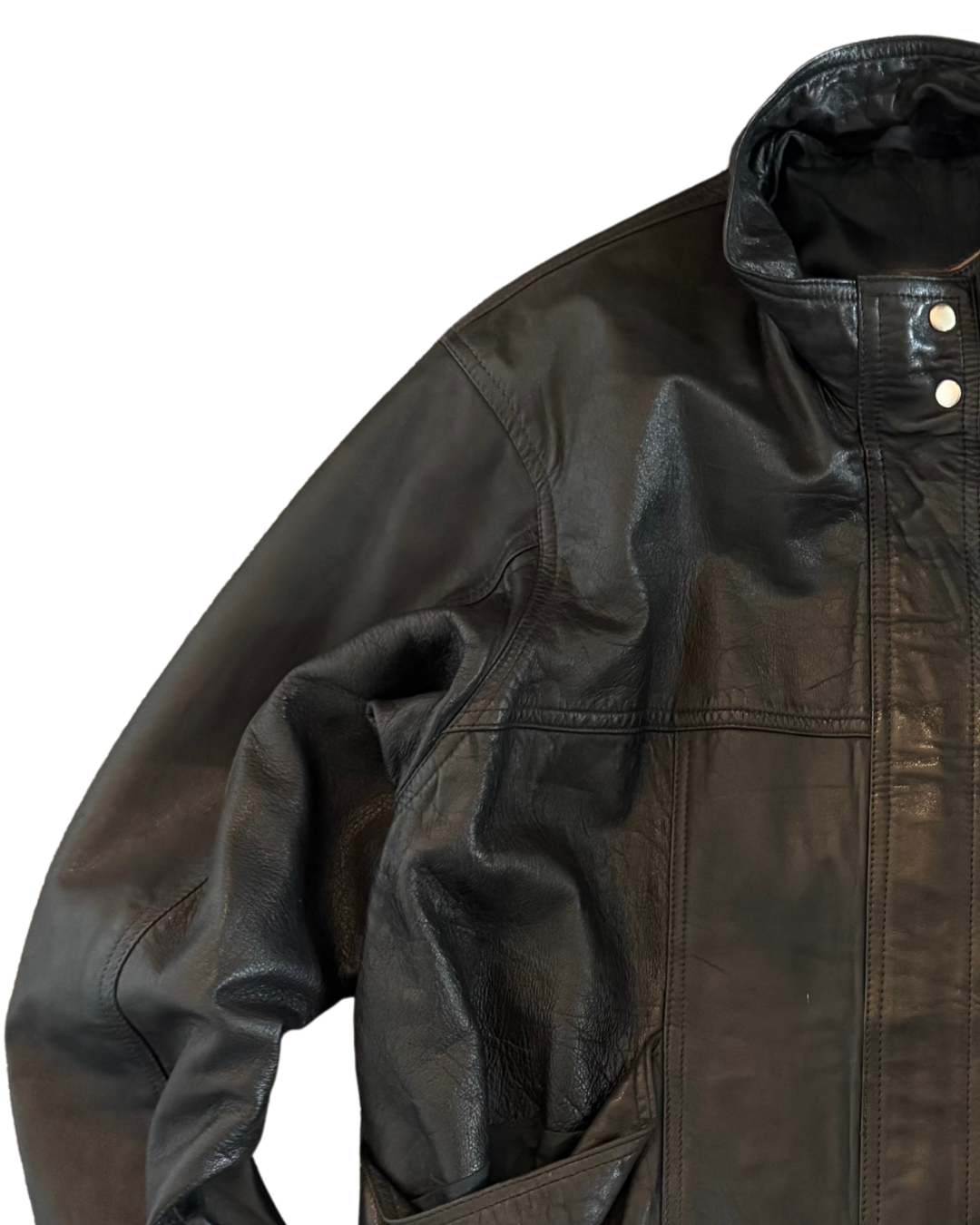 Vintage Leather Bomber: Funnel Neck