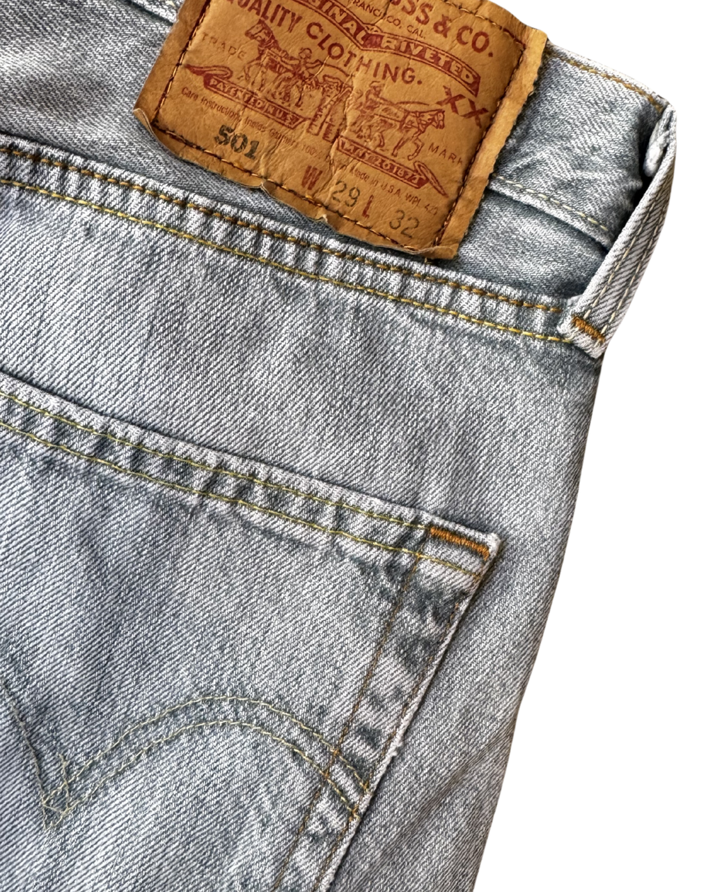 Vintage Levis 501 USA Grey/Blue: W28 L29