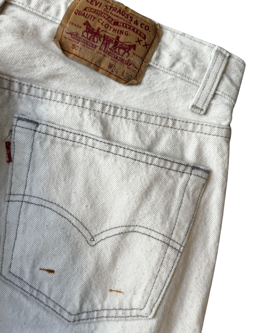 Vintage Levis 501 Off White USA: W32 L30