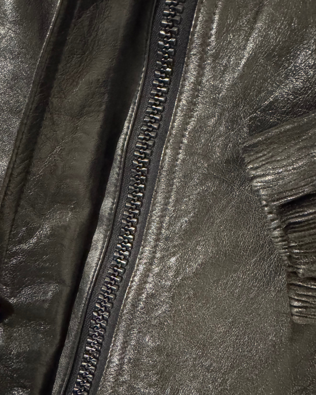 Vintage Leather Bomber: Funnel Neck