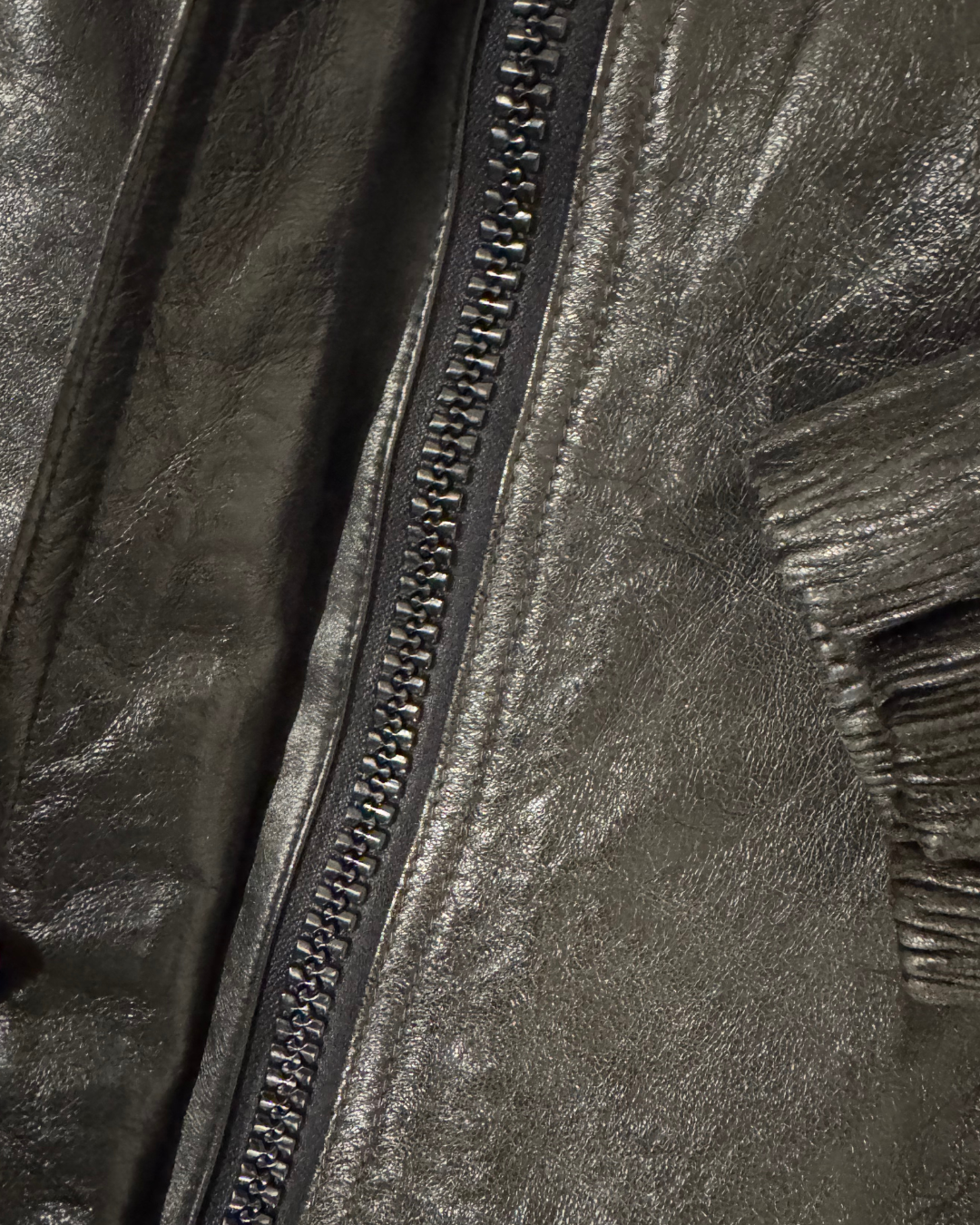 Vintage Leather Bomber: Funnel Neck