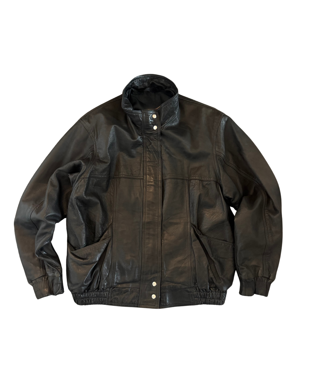 Vintage Leather Bomber: Funnel Neck