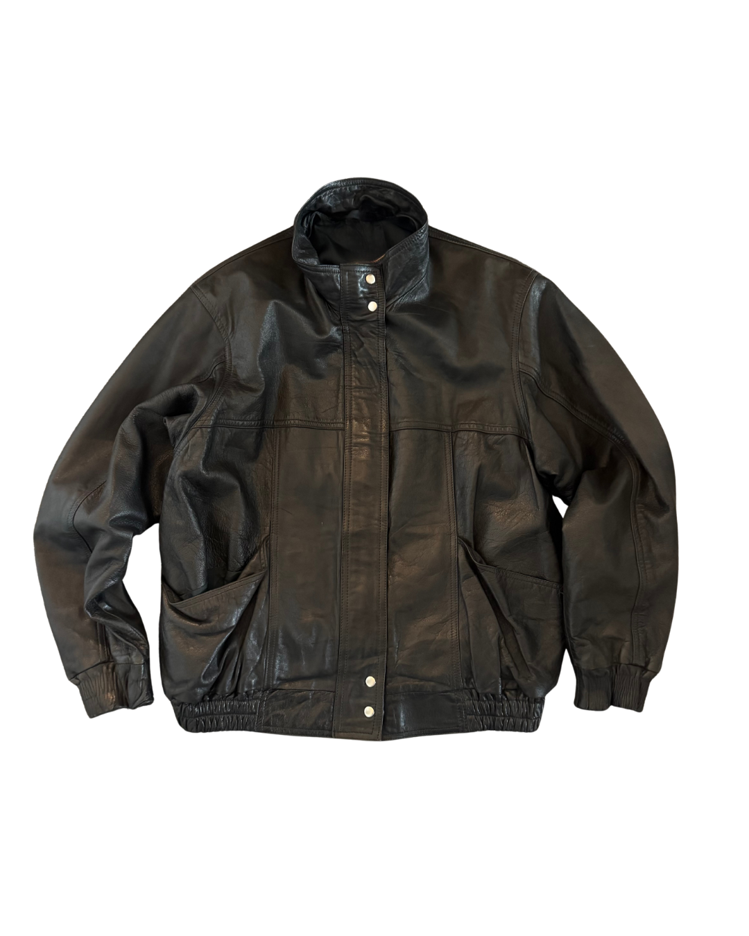 Vintage Leather Bomber: Funnel Neck