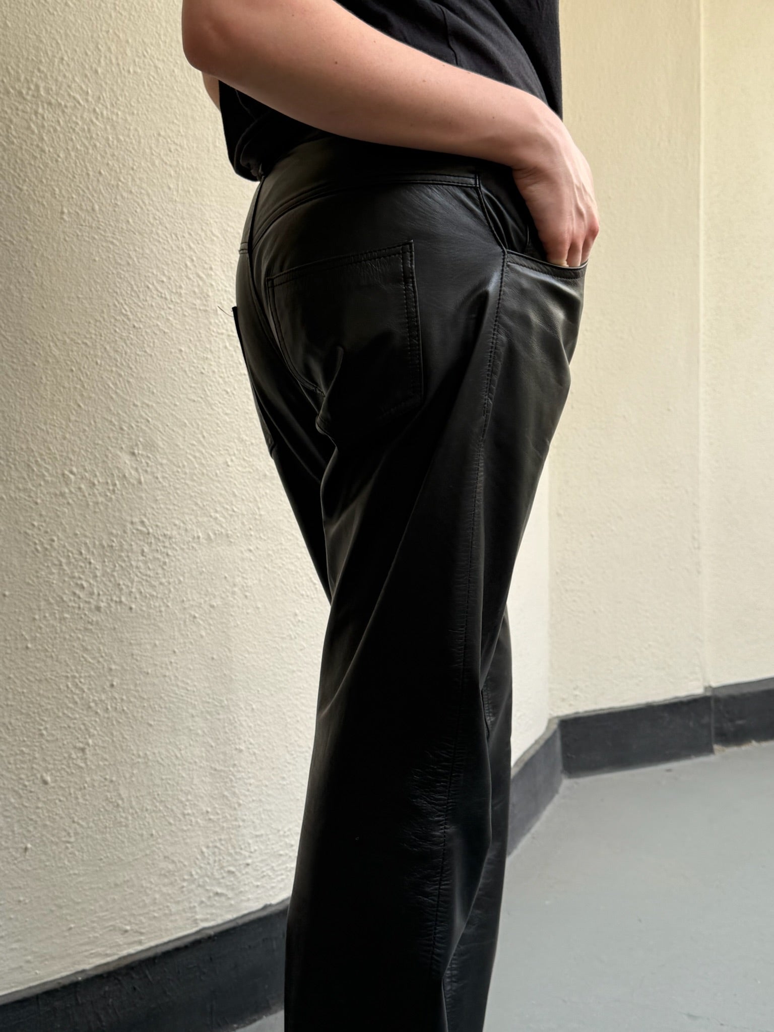 Vintage Faux Leather Jean: W34 L32.5