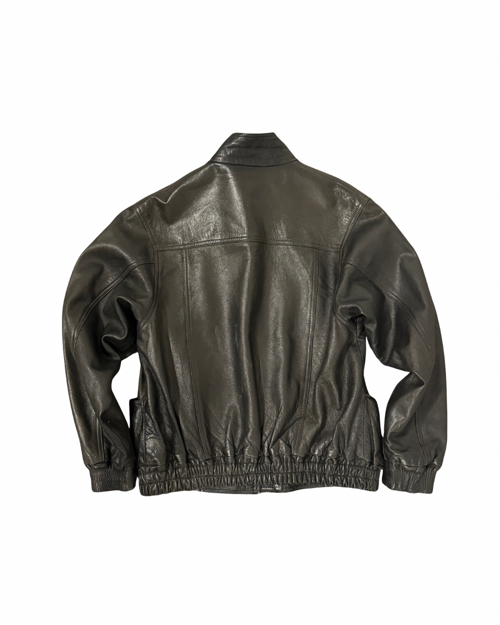 Vintage Leather Bomber: Funnel Neck