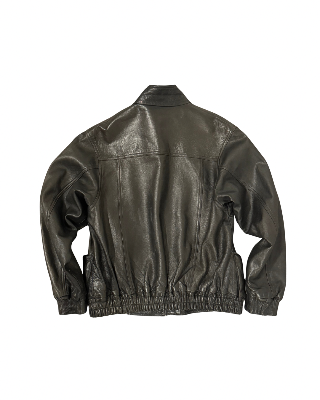 Vintage Leather Bomber: Funnel Neck
